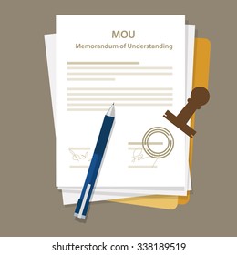 Mou Memorandum Of Understanding Legal Document Agreement Stamp Seal