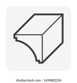 Moulding crown and cornice icon for architectural design element.