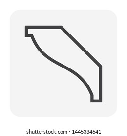 Moulding crown and cornice icon for architectural design element. 