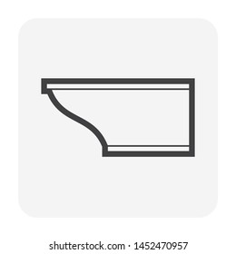 Moulding crown and cornice icon for architectural design element.