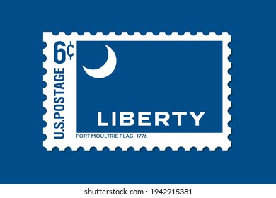 Moultrie flag old postage stamp vector illustration