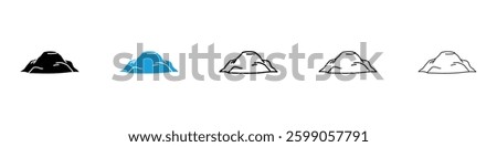 Mound icons vector illustrations in black and blue colors for web and ui designs
