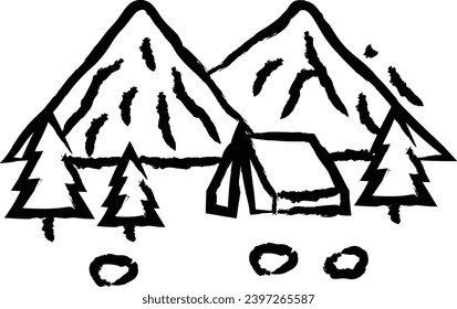 Mound Mountain hand drawn vector illustration