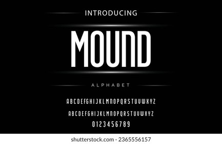 Mound Sport Modern Italic Alphabet Font. Typography urban style fonts for technology, digital, movie logo design. vector illustration