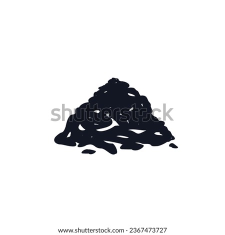 Mound tea other substance logo icon sign. Hand drawn ink sketch. Pile of dirt with rocks and pebbles. Abstract design Print for clothes apparel greeting invitation card online shop banner poster flyer