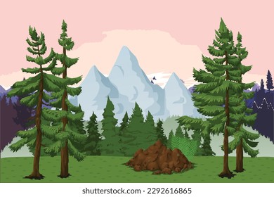 a mound that wild animals like beautiful forest vector illustration illustrator landscape landscape