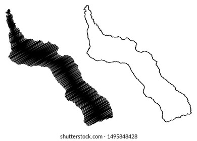 Mount Athos Region (Greece, Hellenic Republic, Hellas) map vector illustration, scribble sketch Mount Athos Autonomous state map