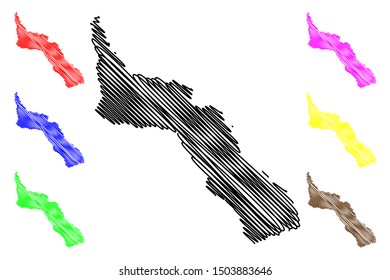 Mount Athos Region (Greece, Hellenic Republic, Hellas) map vector illustration, scribble sketch Mount Athos Autonomous state map