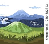 Mount Bromo Volcano from Indonesia morning view. Most visited volcano in Indonesia. 