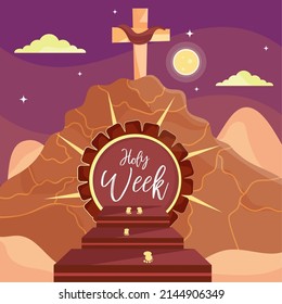 Mount of calvary Cross Holy week Vector