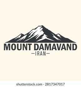 Mount damavand Iran, vector logo illustration with mountain landmark adventure outdoors