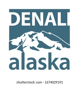 Mount Denali is the highest mountain peak in North America, located in Alaska - climbing, trekking, hiking, mountaineering and other extreme activities template, vector