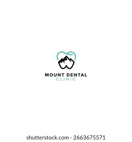 mount dental logo design. A simple, clean, and modern dental logo featuring a tooth and mountain concept is perfect for dental clinics seeking a natural, warm, and calming identity