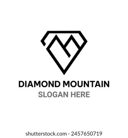 Montura y concepto del logotipo del diamante en estilo del contorno. Ilustración vectorial con logotipo de diamante