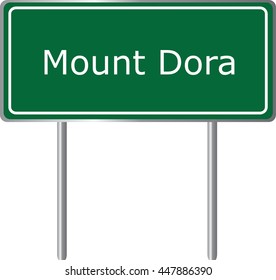 Mount Dora , Florida, road sign green vector illustration, road table, USA city

