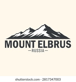 Mount elbrus russia, vector logo illustration with mountain landscape