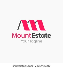 Plantilla de diseño de logotipo de Mount Estate: fusión de la letra M con el símbolo de bienes raíces. Este logotipo moderno inspirado en el alfabeto es perfecto para tecnología, negocios, organizaciones, marca personal y más.