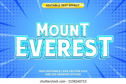 monte el efecto de texto 3d de everest con el tema del hielo frío. plantilla de tipografía azul para bebidas heladas congeladas