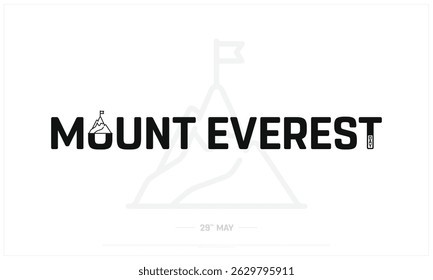 Monte Everest Day em fundo branco, Projeto tipográfico do Monte Everest Day, Projeto vetorial do Monte Everest Day, Projeto do Monte Everest Day