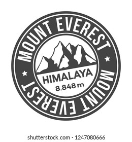 Mount Everest Himalaya Quality Original Stamp. Design Vector. Art Round Seal.