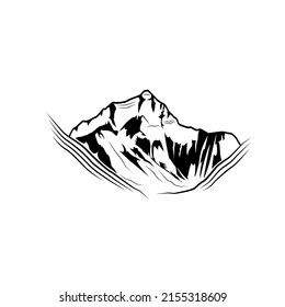 Mount Everest, Isolated on a white background. A peak of Jomolungma in the Himalayas. vector flat illustration.