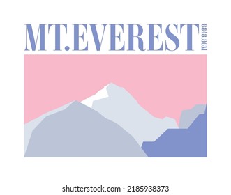 Mount Everest Mountain Silhouette Vintage Poster Design Vector Print Clothing Logo Background