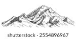 Mount Everest Nepal China doodle hatching vector sketch