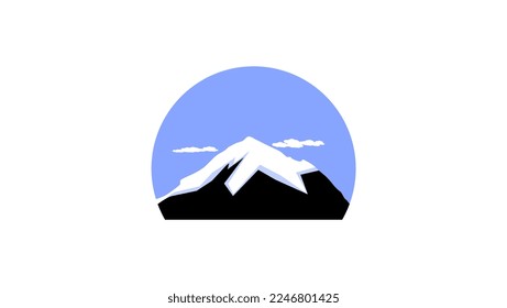 Mount Everest with snow melted, showing upper geologic layers in bands