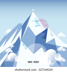 Mount Everest. Snow Mountain - Vector Illustration