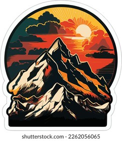 Mount Everest at sunset. Multicolor vector image..