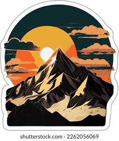 Monte Everest al atardecer. Imagen vectorial multicolor.