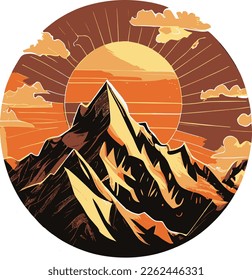 Mount Everest at sunset. Multicolor vector image..