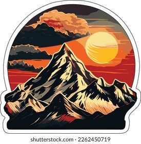 Mount Everest at sunset. Multicolor vector image..