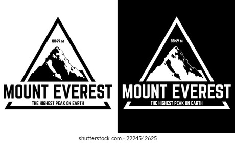 Mount Everest vectors in black and white colors