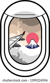 Mount Fuji from Airplane Window