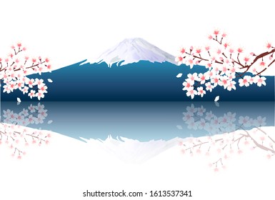 Mount Fuji Cherry Blossom Landscape Background