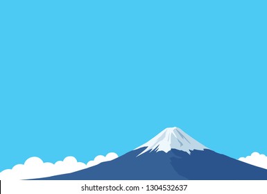 Mount Fuji and cloud postcard template