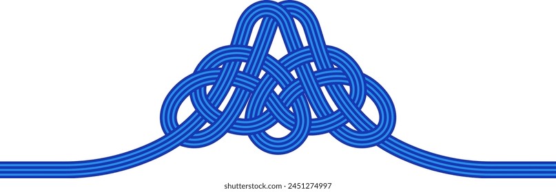 Mount Fuji decorative ribbon for New Year's card material.Mount Fuji  Knot Mizuhiki Vector Illustration (paper strings tied around a wrapped gift)
