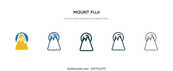 mount fuji icon in different style vector illustration. two colored and black mount fuji vector icons designed in filled, outline, line and stroke style can be used for web, mobile, ui