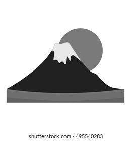 Mount Fuji icon in monochrome style isolated on white background. Japan symbol stock vector illustration.