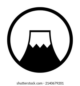 Mount Fuji icon in a round circle. Vector.