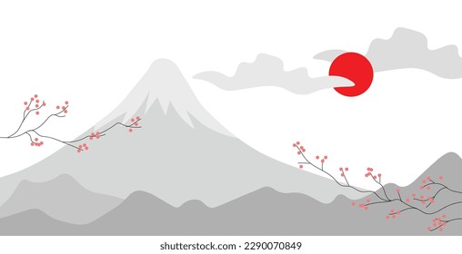 Mount fuji japan background vector