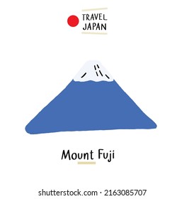 Mount Fuji Japan Landmark Hand drawn color Illustration