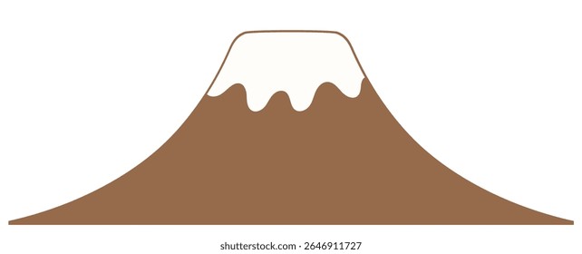 Mount Fuji in Japan, snow capped mountain with flat top, isolated. Flat vector illustration. Japanese New Year good luck symbol, holiday card, banner, poster, decor, design element