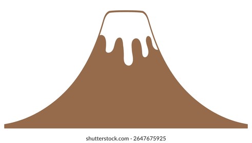 Mount Fuji in Japan, snow capped mountain with flat top, isolated. Flat vector illustration. Japanese New Year good luck symbol, holiday card, banner, poster, decor, design element