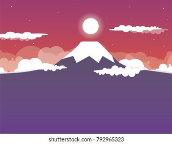 Mount Fuji, Japan. Vector for artwork design & Magazine 