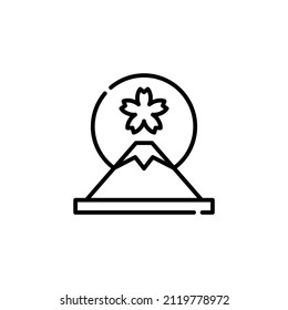 Mount Fuji, Japan Vector Line Icon. Historical Landmarks Symbol, Pictogram, Sign.
