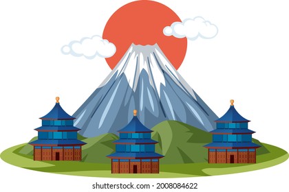 Mount Fuji landmark of Japan illustration