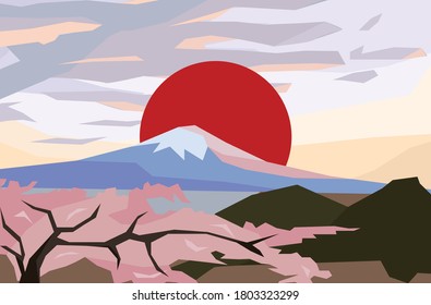 a mount fuji landsape vector illustration, good for wallpaper