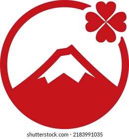 Mount Fuji Logo Illustration Vector with sakura petals